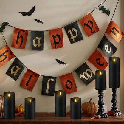 Fo32won Flameless Flickering Candles with Remote Timer, Set of 6 Ivory Led Battery Operated Candles for Home Decor Xmas Halloween (D3 x H3 3" 4" 5" 6" 7")