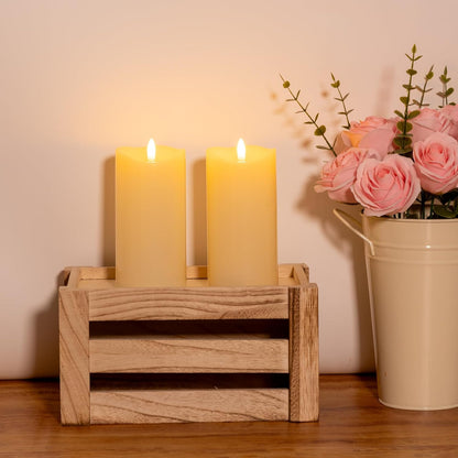 Outdoor Flameless Candles with Remote Timer - Waterproof Realistic Flickering LED Pillar Electric Battery Operated Fake Candle for Holiday Home Wedding Fireplace Decor - Ivory White 3 Pack (4”6”8”)