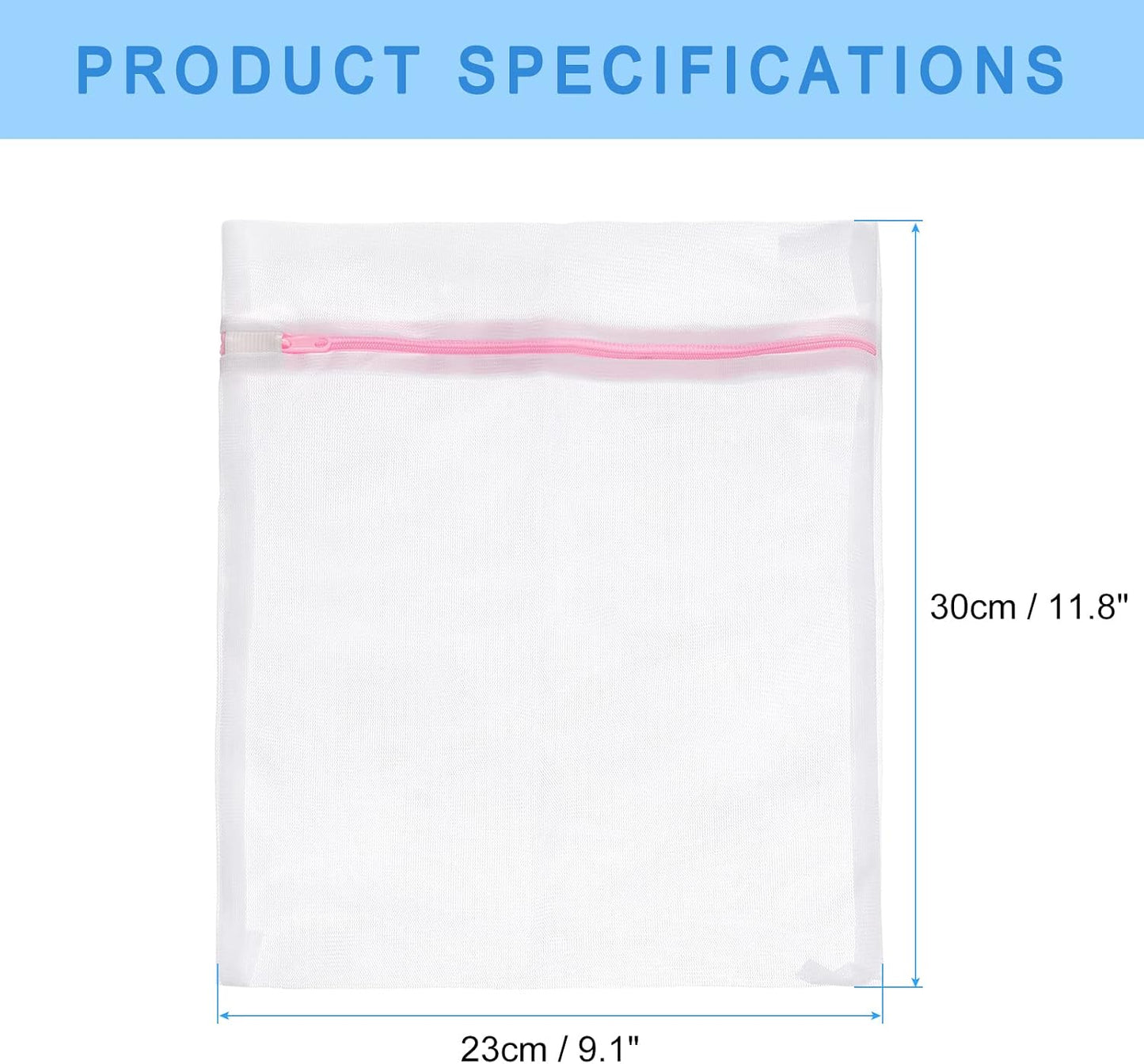 uxcell Mesh Laundry Bags, 5Pcs 9.1"x11.8" Mesh Wash Bag Fine Net Travel Storage Organize Bag with Zipper for Delicate Clothing Laundry Stocking, Pink