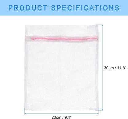 uxcell Mesh Laundry Bags, 5Pcs 9.1"x11.8" Mesh Wash Bag Fine Net Travel Storage Organize Bag with Zipper for Delicate Clothing Laundry Stocking, Pink