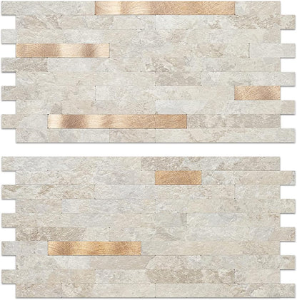 AULIGET 20 Sheets Peel and Stick Backsplash, Black & Grey Wood Look PVC Mixed Metal Stick on Backsplash Tiles for Kitchen