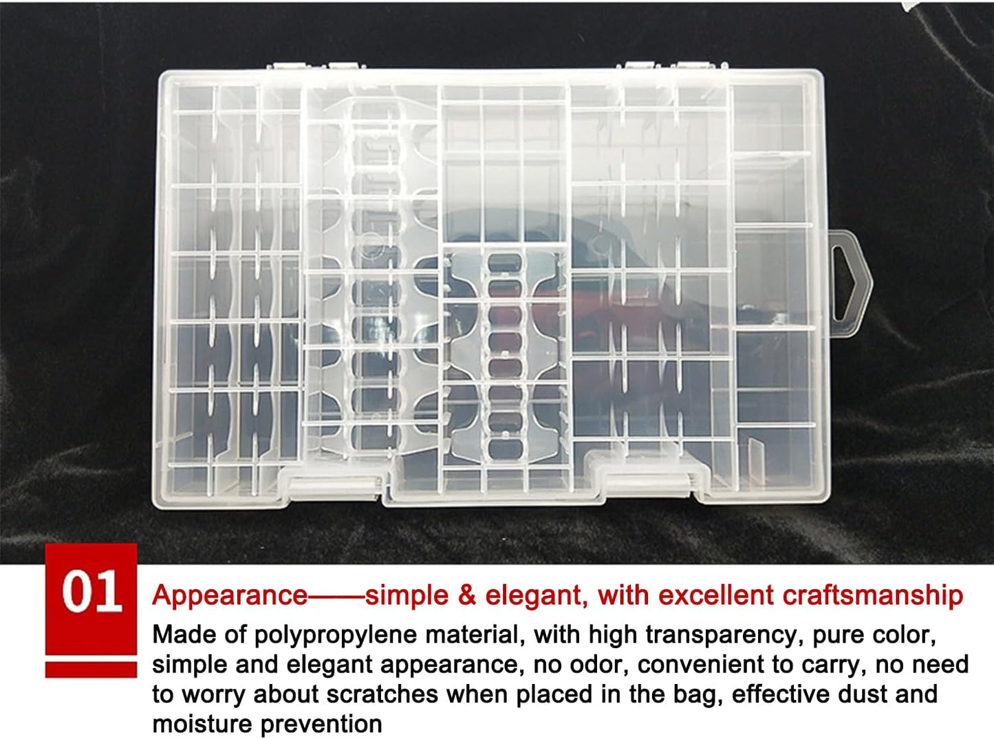 Fielect AAA/AA/C/D Battery Storage Case Holder Organizer Box Transparent