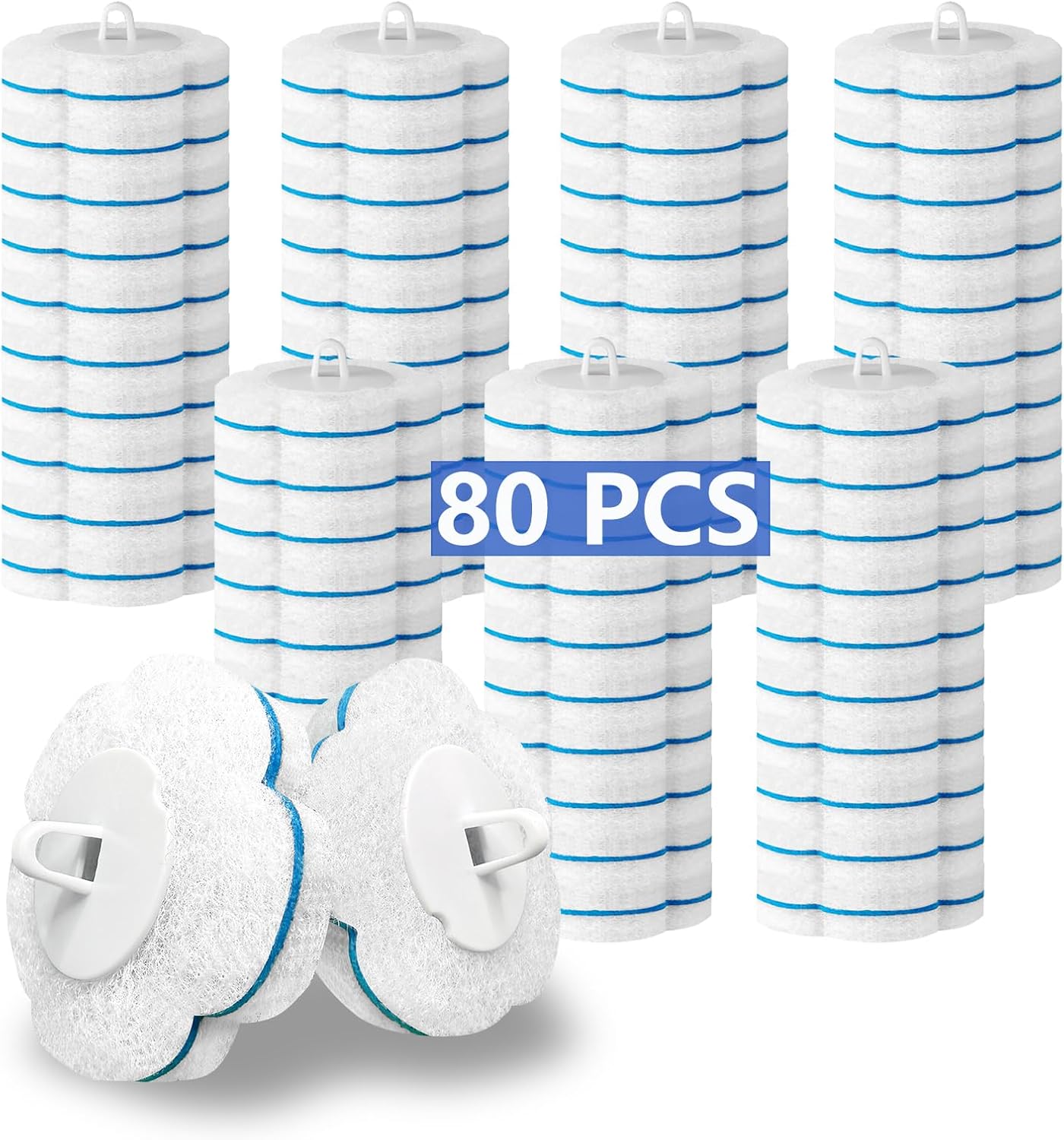 2 Pack Disposable Toilet Brush and Holder Set,Extended Handle with 48 Cleaner Refills Toilet Brush for Toilet Bowl Cleaners,Bathroom Cleaning, Bathtub - Blue (Ocean Fresh Scent)