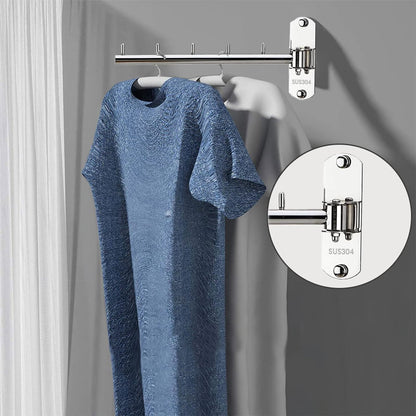 Pack of 2 Folding Wall Mounted Clothes Hanger Rack with Swing Arm Stainless Steel Heavy Duty Coat Hook for Bathroom, Bedroom, Laundry Room - Black