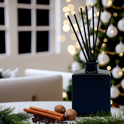 Urban Naturals Smoked Vanilla Reed Diffuser Set with Vanilla Bean, Sandalwood & Leather – 5 Ounce Sleek Black Rectangular Refillable Glass Bottle – Made in the USA