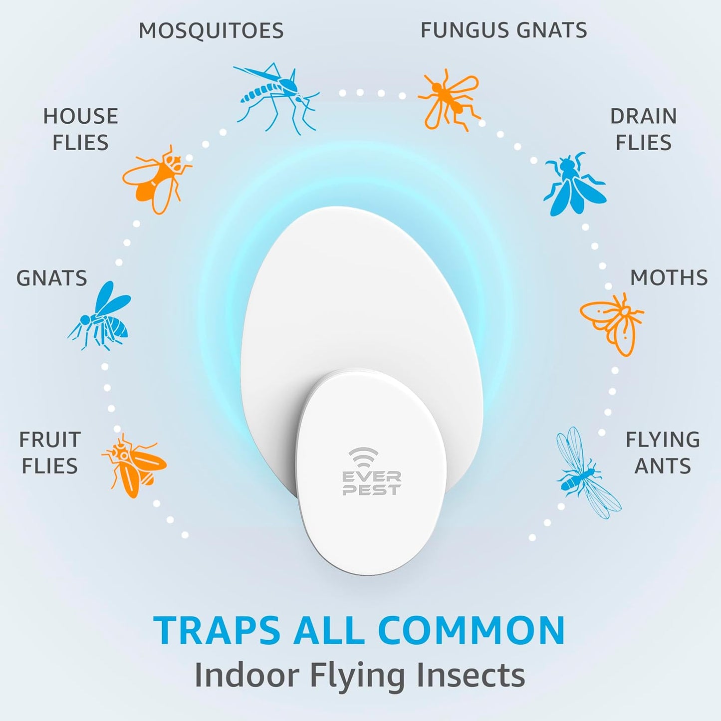 Indoor Electric Fly Trap (2-Pack) – Plug-in Insect Catcher with 4 Glue Cards for Fruit Flies, Gnats, Moths & Mosquitoes – Safe Pest Control for Home Use