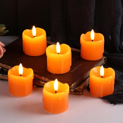 Eywamage Ivory Flameless Votive Candles with Timer Batteries, 2x3 inch Small LED Pillar Candles Flickering Set of 6