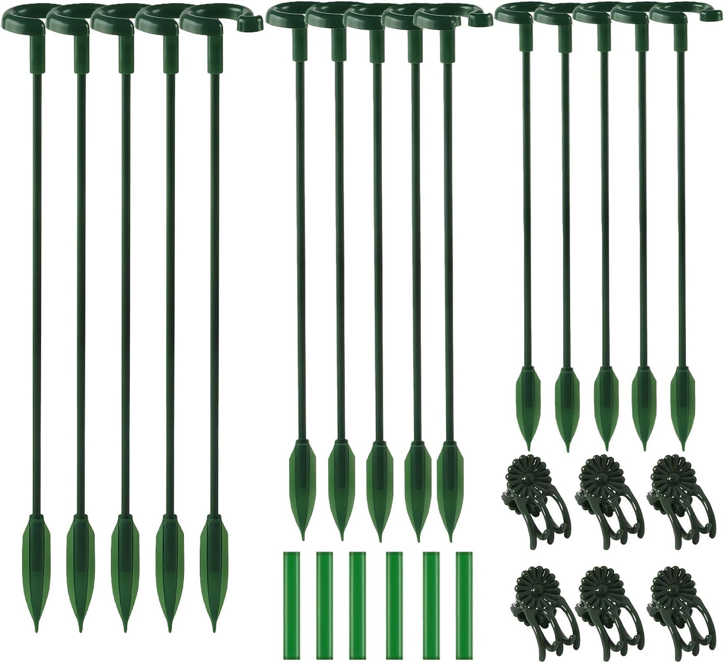 Plant Support Stakes for Indoor - 15pcs Garden Sticks with 3 Adjustable Heights for Monstera/Orchid/Pepper/Flower, Plants Holder Pole with 6 Clips
