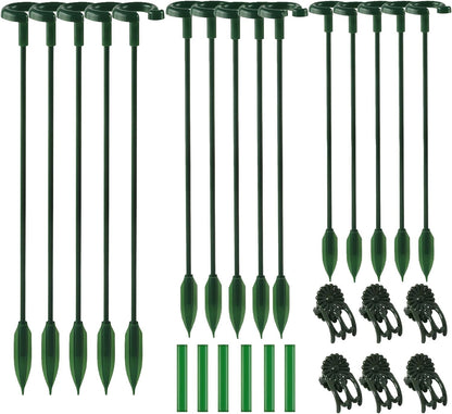 Plant Support Stakes for Indoor - 15pcs Garden Sticks with 3 Adjustable Heights for Monstera/Orchid/Pepper/Flower, Plants Holder Pole with 6 Clips
