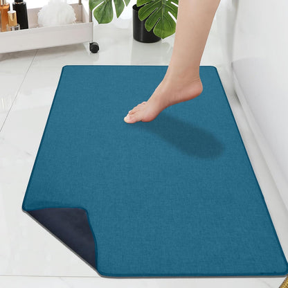 Yancorp 16"x26" Ultra Thin Bathroom Rugs,Low Profile Bath Rug,Rubber mat,Fit Under Door,Non Slip,Machine Washable Shower Rug,Dark Grey