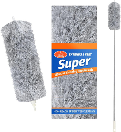 ZZ LAZYCOTTAGE Microfiber Feather Duster for High Reach, Lightweight Ceiling Fan Cleaner, 91.5" Telescopic Pole, Cobweb Duster with Extension Pole for Home & Car