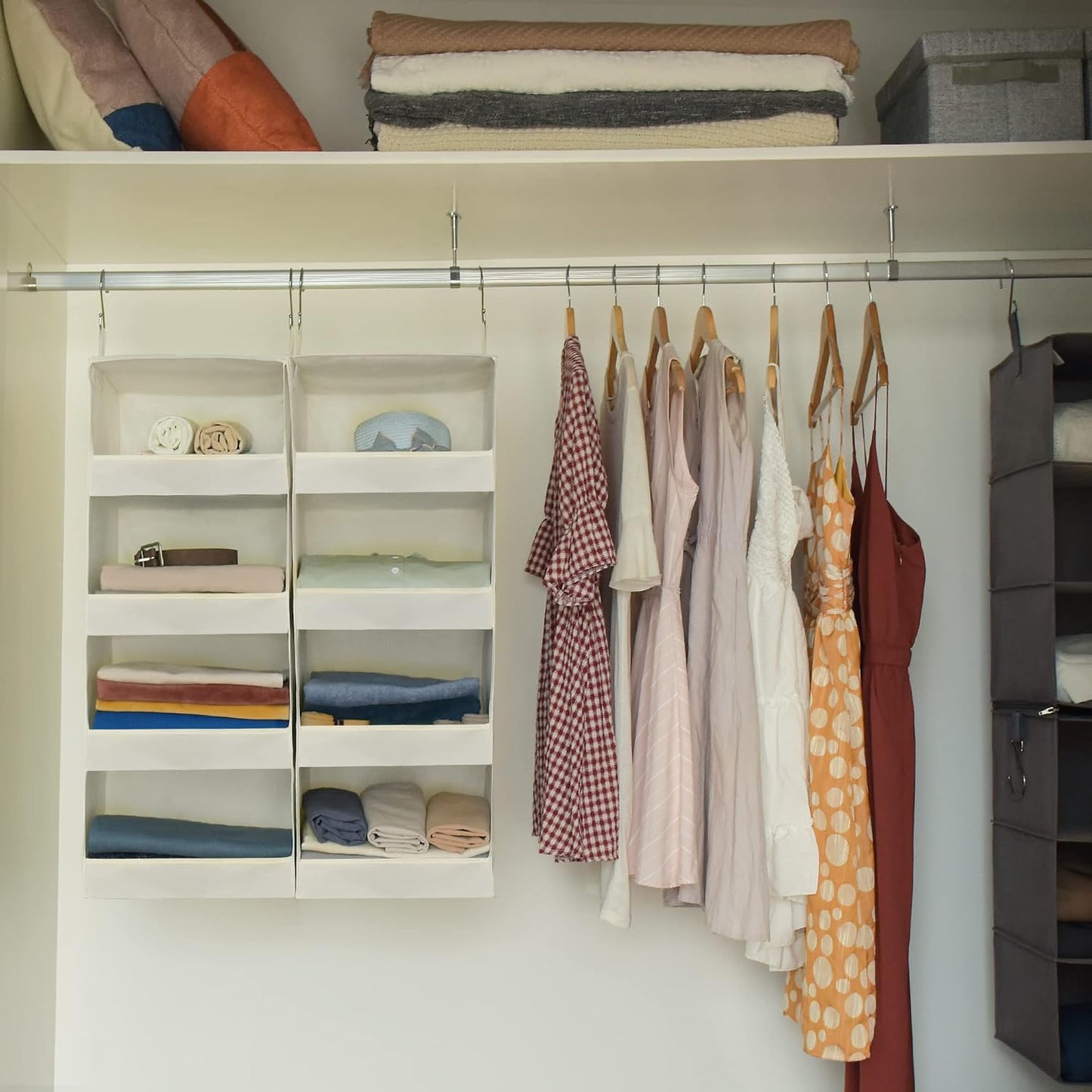GRANNY SAYS 3-Shelf Hanging Closet Organizer and Storage, Collapsible Hanging Closet Shelves, Hanging Organizer for Closet & RV, Gray, 29 ½" H X 12" W X 12" D, 1-Pack