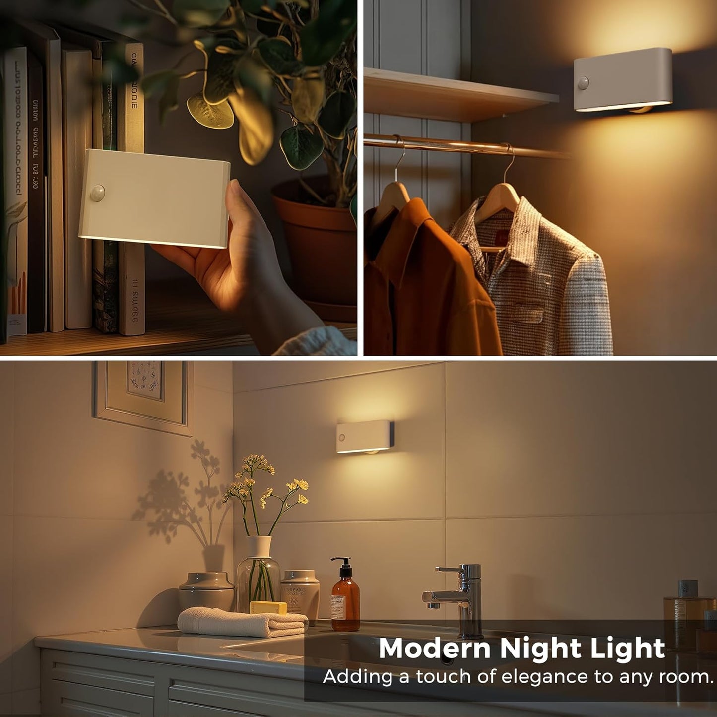 L LOHAS LED Motion Sensor Night Light, [2-Pack] Plug in Night Light with Motion Sensor and Dusk to Dawn Sensor, Brightness Adjustable, 3000K Soft White Nightlight for Bathroom Hallway Kitchen