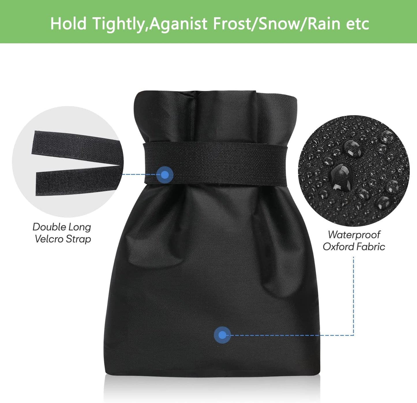 BoArt Outdoor Faucet Cover Socks for Winter Freeze Protection, 7.09" W x 9.06" H, Hose Bib Covers for Wall Taps Outside, Waterproof & Frost Free Insulated Spigot Cover, 2 Pcs Faucet Socks Black