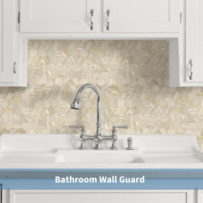 10-Sheet Heavy-Duty Hexagon Peel and Stick Backsplash, Thick Waterproof &Heat Resistant Stick on Wall Tiles, Slate Beige Mosaic for Kitchen & Bathroom, Strong Adhesive Permanent PVC Tiles