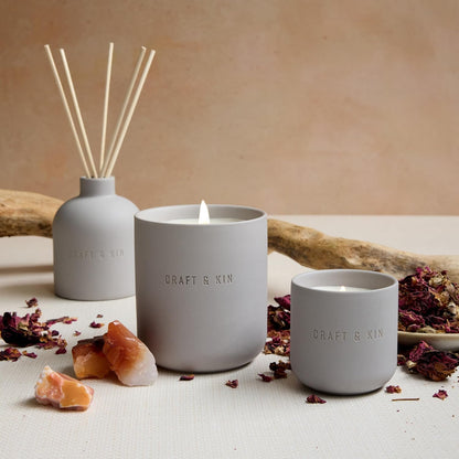 Craft & Kin Reed Diffuser for Home & Bathroom – Neroli & Jasmine Holiday Reed Diffuser Set with Fragrance Sticks, Long-Lasting Alcohol-Free Winter Scent, Earthenware Collection, 6.7oz