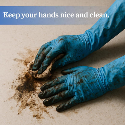 50 Counts 16" Long Disposable Nitrile Gloves Latex Free Dishwashing Gloves Waterproof for Household Clean Gardening(Blue,L)