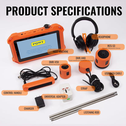 Underground Water Leak Detectors for Home PQ125A Wall Pipe Water Leakage Detection with Touchscreen Earphone and Carrying Case Multi Sensor Acoustic Pipeline Sound Intensifier