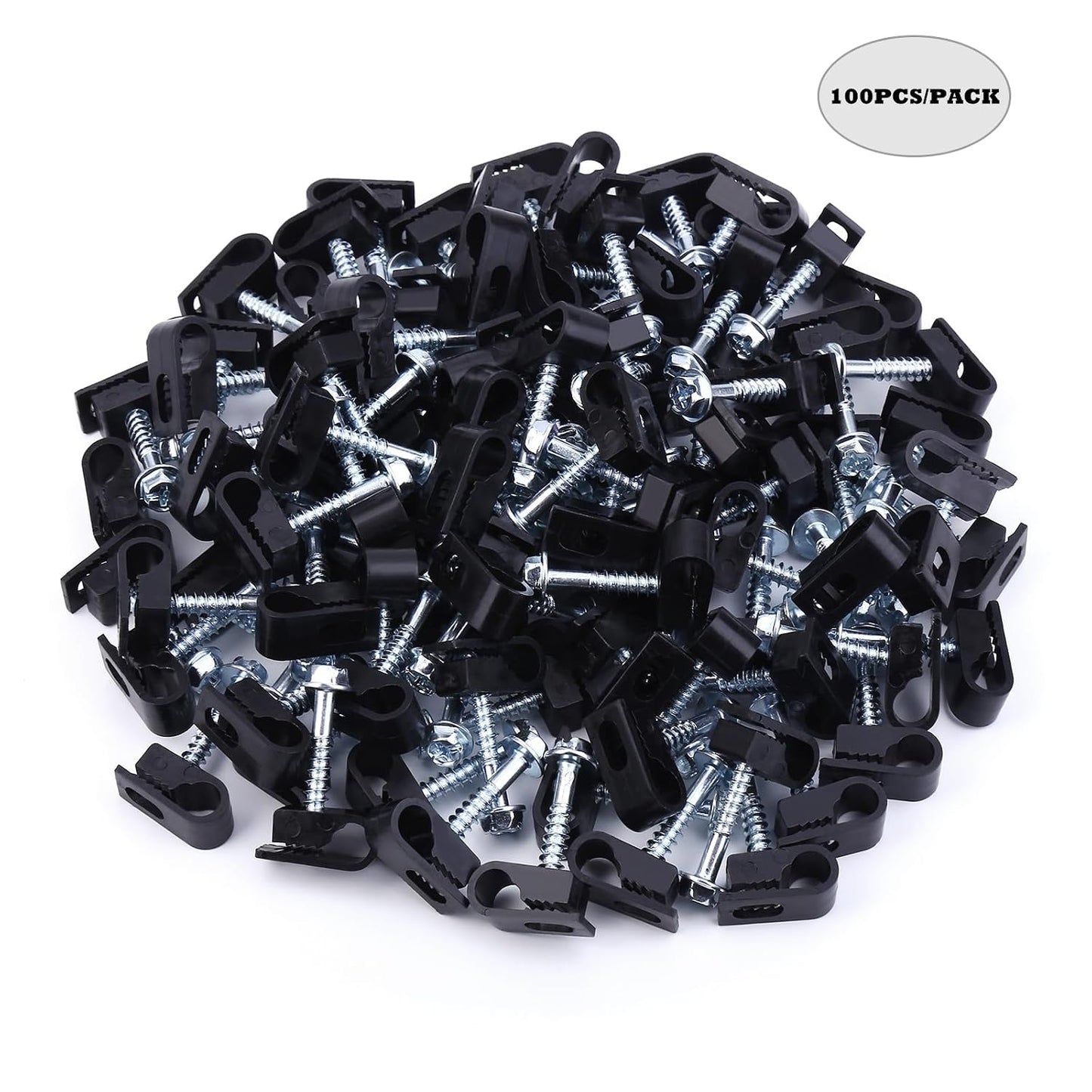Cable Clips with Screws Fastener 1/4 Inch (6 mm) - All Weather Wire Clips for Coaxial, Ethernet,Electrical Cables,Brick/Stucco Siding Clips, UV-Resistant for Outdoor Wall Mount,30 Pack,White