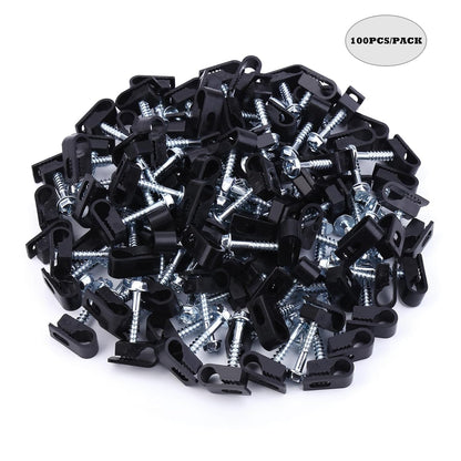 Cable Clips with Screws Fastener 1/4 Inch (6 mm) - All Weather Wire Clips for Coaxial, Ethernet,Electrical Cables,Brick/Stucco Siding Clips, UV-Resistant for Outdoor Wall Mount,30 Pack,White