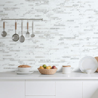 AULIGET 20 Sheets Peel and Stick Backsplash, Black & Grey Wood Look PVC Mixed Metal Stick on Backsplash Tiles for Kitchen