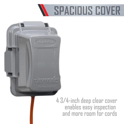 TayMac MM420W Raco 1-Gang Nonmetallic Extra Duty Weatherproof In-Use Horizontal/Vertical 16-in-1 Standard Cover, White, 2.75" Size