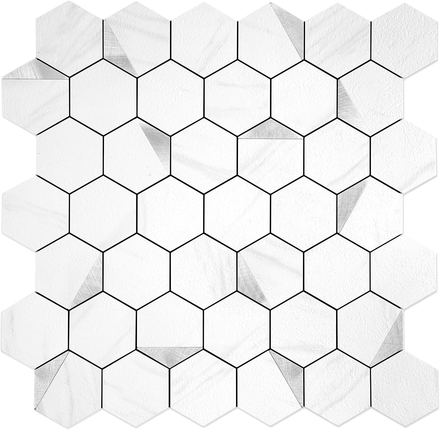 10-Sheet Heavy-Duty Hexagon Peel and Stick Backsplash, Thick Waterproof &Heat Resistant Stick on Wall Tiles, Slate Beige Mosaic for Kitchen & Bathroom, Strong Adhesive Permanent PVC Tiles