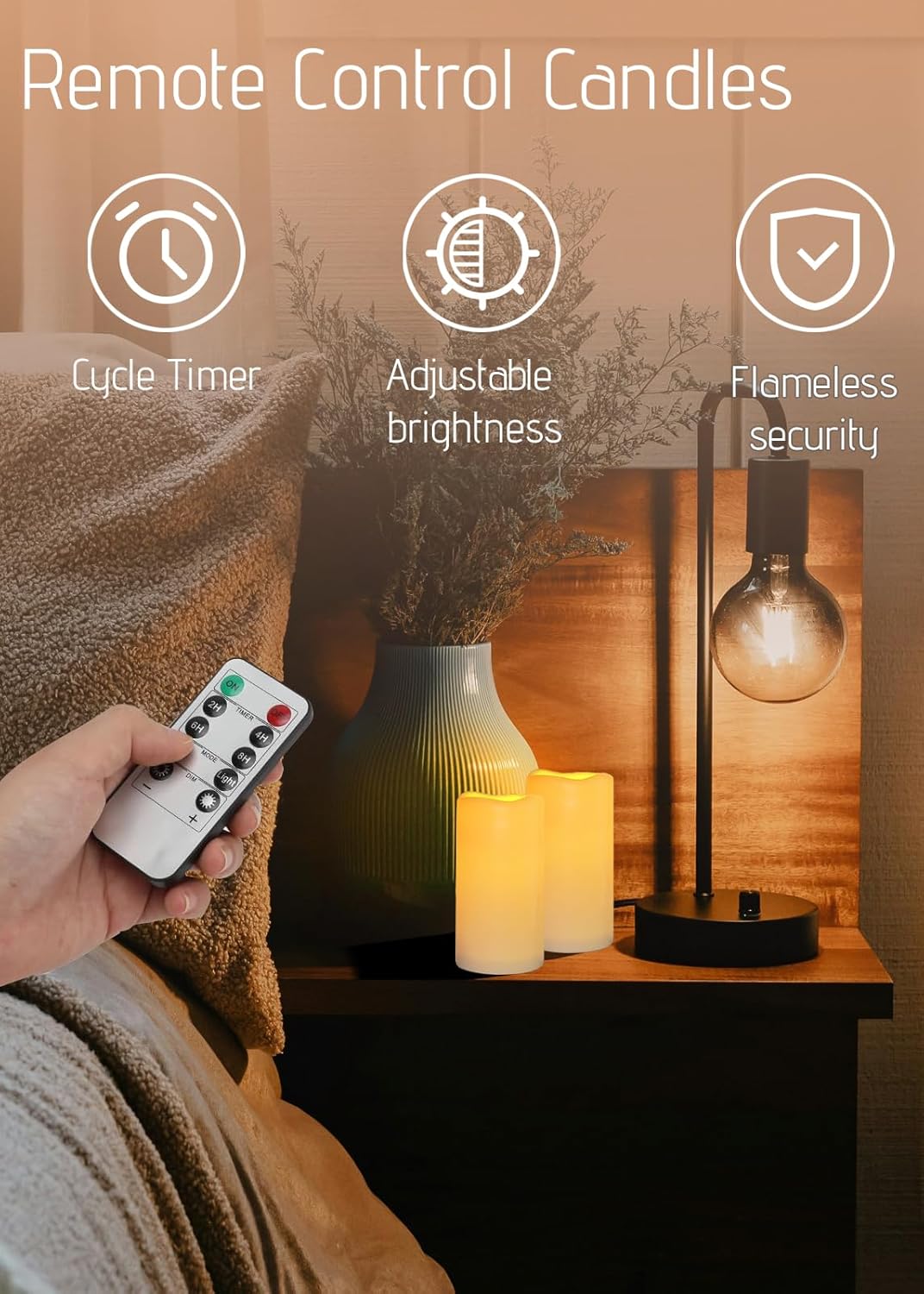 Waterproof Flameless Remote Control Candles 2PACK(D3''*H5.5'')Battery Operated Flickering LED Pillar Candle,plastic with 10-Key 24Hours Timer for Outdoor/Indoor Party Garden Lanterns Porch Ivory