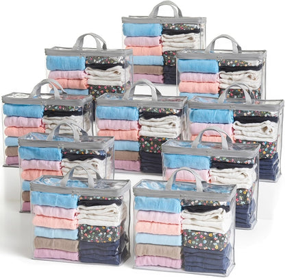 5PACK Clear Zippered Storage Bag for Clothes, 22L Clear Storage Bags, and Blanket Storage Bags for Bedding, Blankets, Comforters, Clothing, Books, DVD & CD (White)