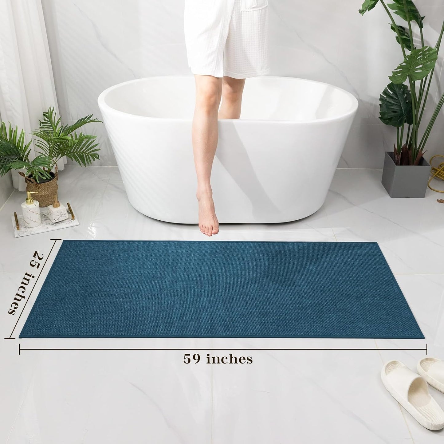 chakme Bathroom Rugs Mat 24x17, Ultra Thin Non Slip Bath Mat Small Quick Dry Absorbent Bath Mat for Bathroom Floor, (Dark Beige, 24"x17")