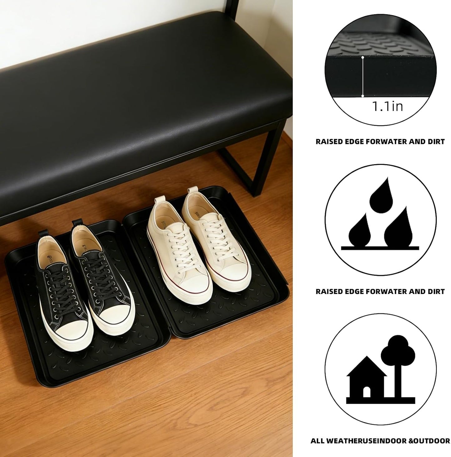 3Pcs Shoe Tray 14 x 11 Inch Waterproof Mat Wet Plastic Small Boot Tray, Multi-Purpose Garden Tool for Entryway Indoor