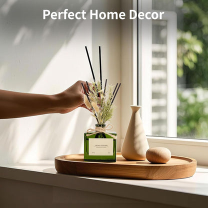 Reed Diffuser, 6.09 oz Earthy Sandalwood Scent Diffuser with Sticks & Dried Flowers, 120 Days Long Lasting diffusers for Home, Elegant Fragrance for Bathroom Bedroom Office Decor Air Fresh