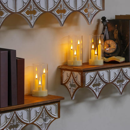 3 in 1 Flameless Taper Short Candles with 10 Key Remote Control and Timer, Battery Operated Pack of 2 LED Acrylic 3" x6" Grey Pillar Flickering Warm Light