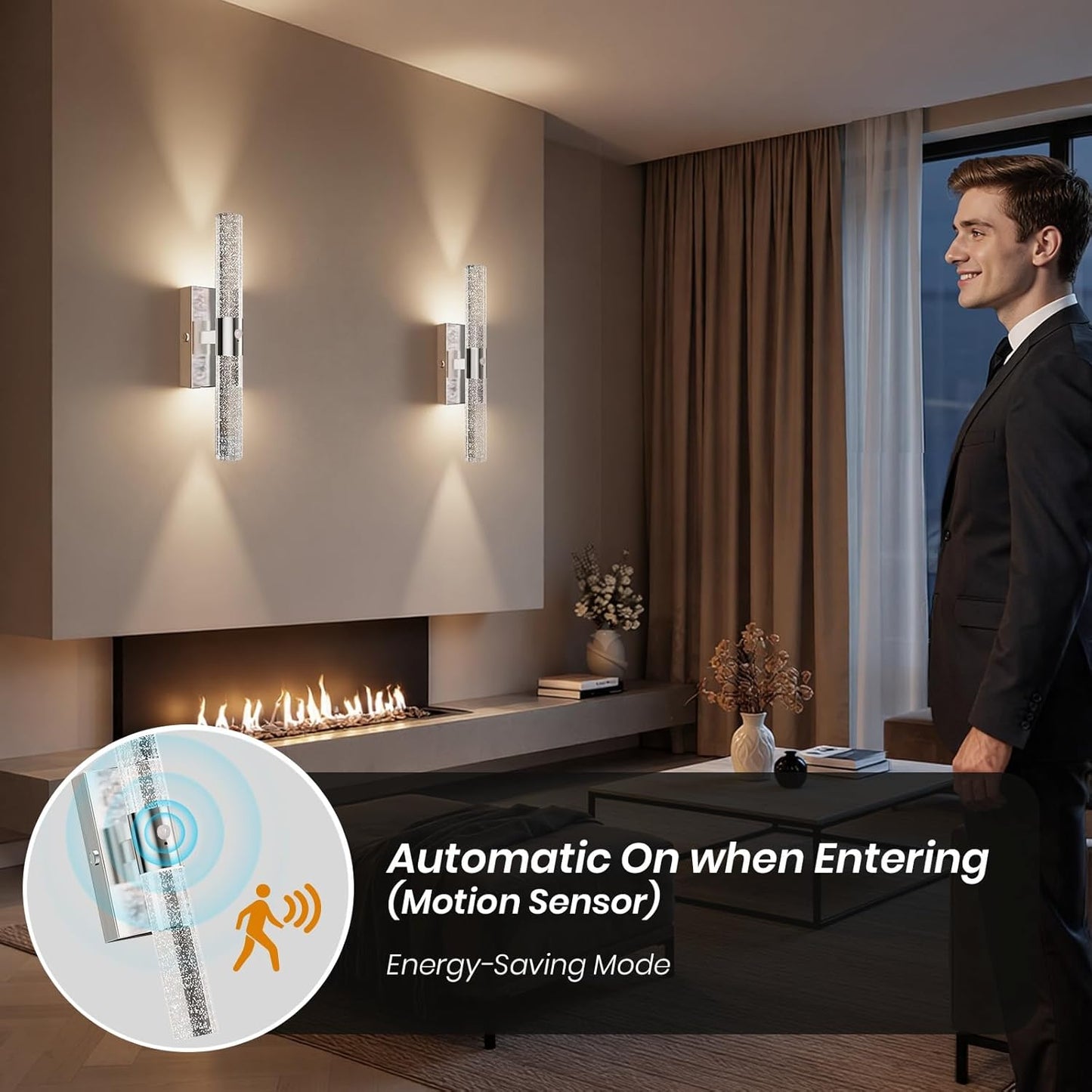 IRONPAX Wall Sconces Battery Operated Set of 2, Wireless Rechargeable Wall Sconce Set of Two, Dimmable Wall Lights with Remote for Bedroom Living Room Hallway Decor (Gold, Fabric Shade)