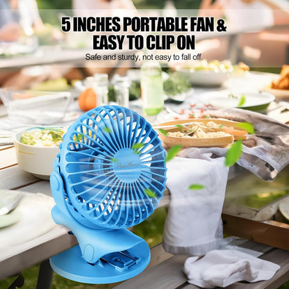 Portable Clip Fan Battery Operated,3 Speeds USB Rechargeable Mini Table Fan with Strong Airflow,360°Rotation Ultra Quiet Personal Desk Fan for Home Office Bedroom Dorm Stroller Camping(White)