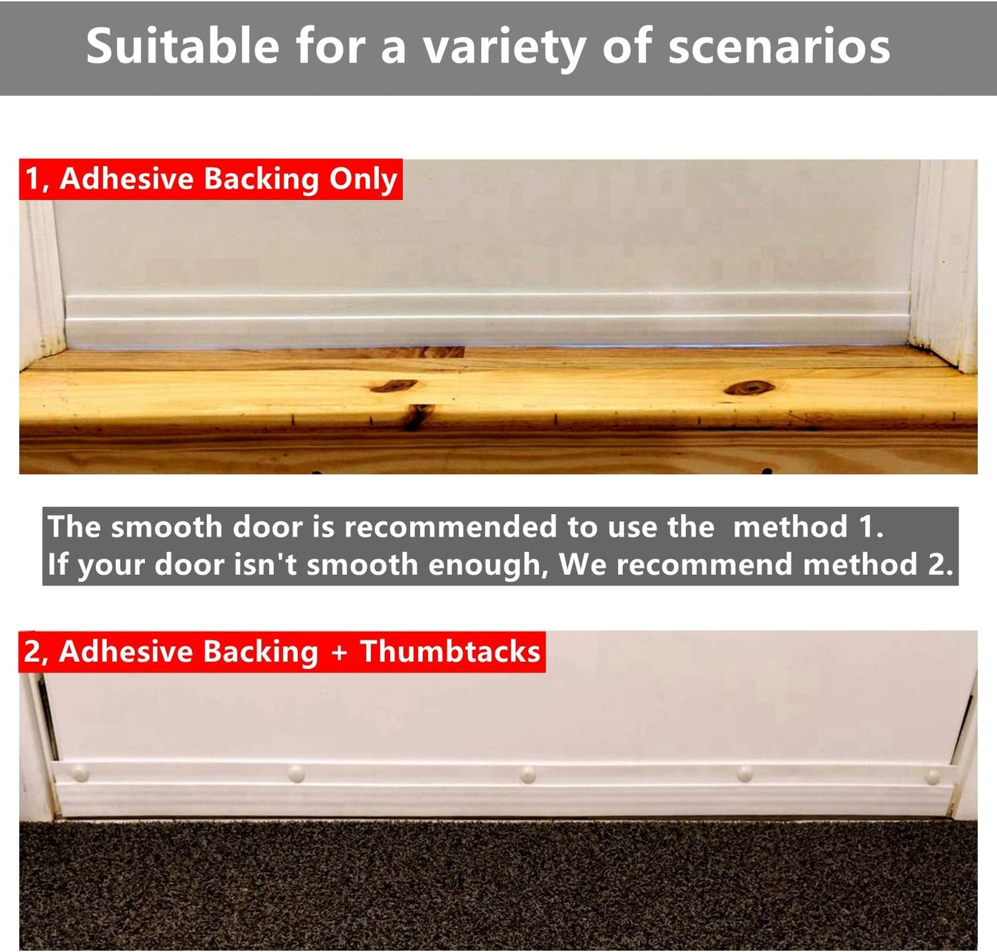 Door Draft Stopper Sweep, 3 Inches Widening Door Bottom Seal Strip Under Door Noise Blocker for Interior Doors Insulation and Soundproofing, 3” W x 39” L Black (2019 New Upgrade)