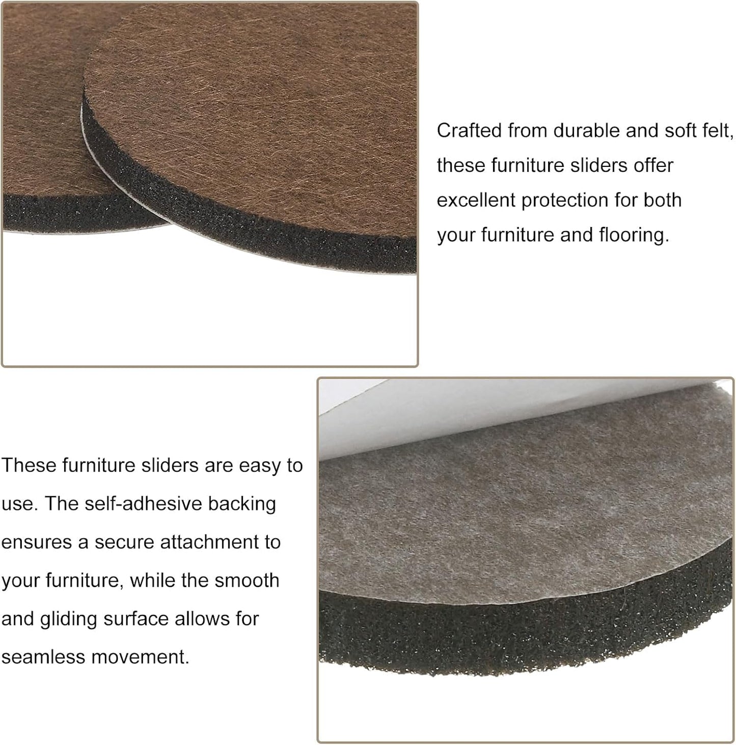 uxcell Furniture Pads, 24Pcs 1.25" - Round Self Adhesive Felt Furniture Pads, Floor Protectors for Furniture Feet Chairs Legs Hardwood Floors (Brown)