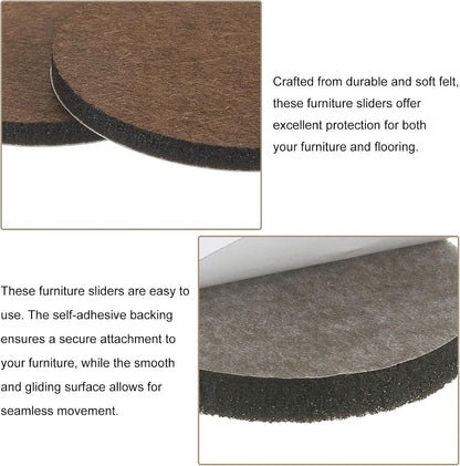 uxcell Furniture Pads, 24Pcs 1.25" - Round Self Adhesive Felt Furniture Pads, Floor Protectors for Furniture Feet Chairs Legs Hardwood Floors (Brown)