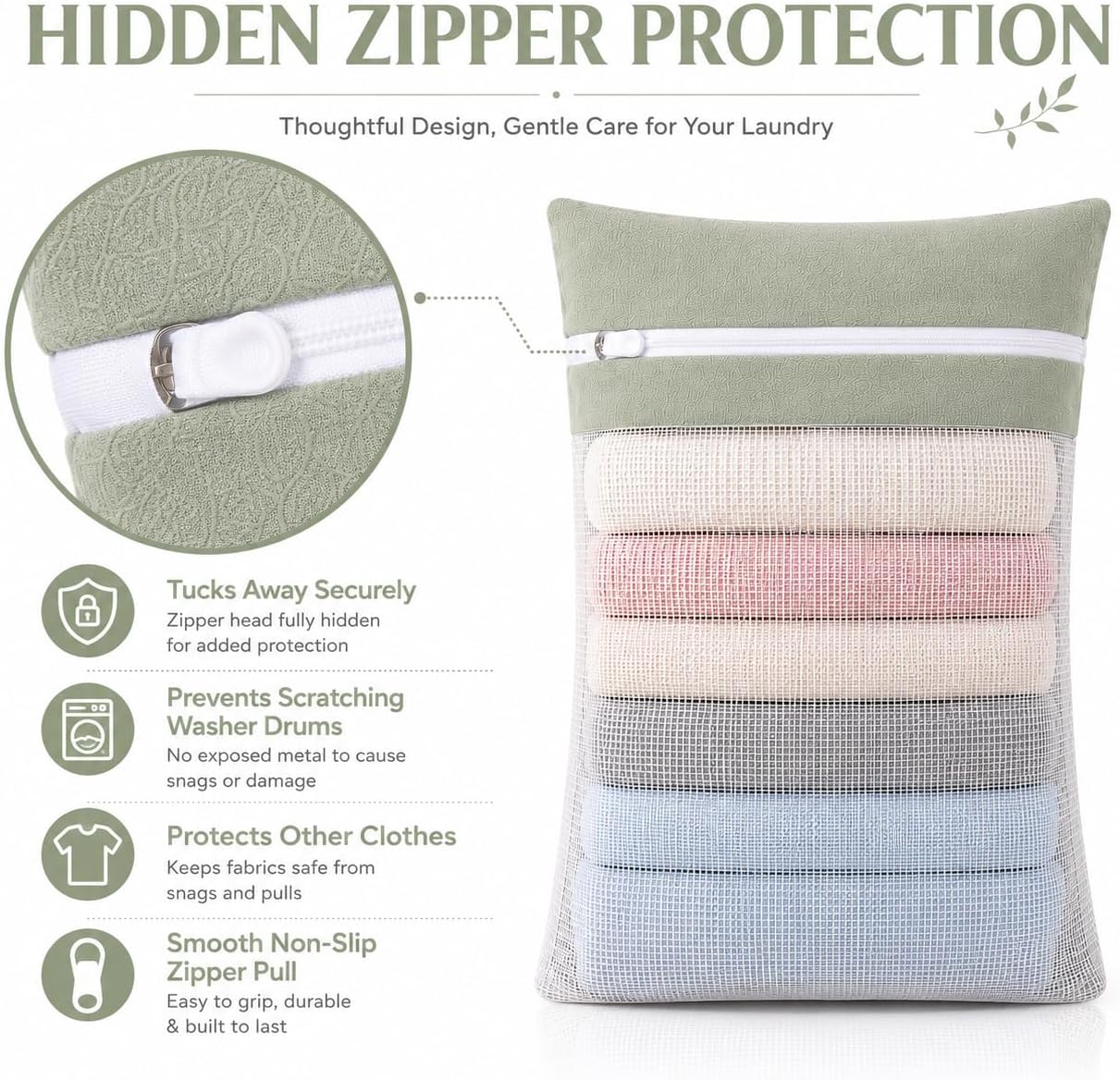 6-Piece Bag, Durable Cotton Mesh Laundry Bag, Sturdy Zipper, Breathable Mesh, Exquisite Laundry Bag for Underwear, Clothes, Pants, Shoes and Socks