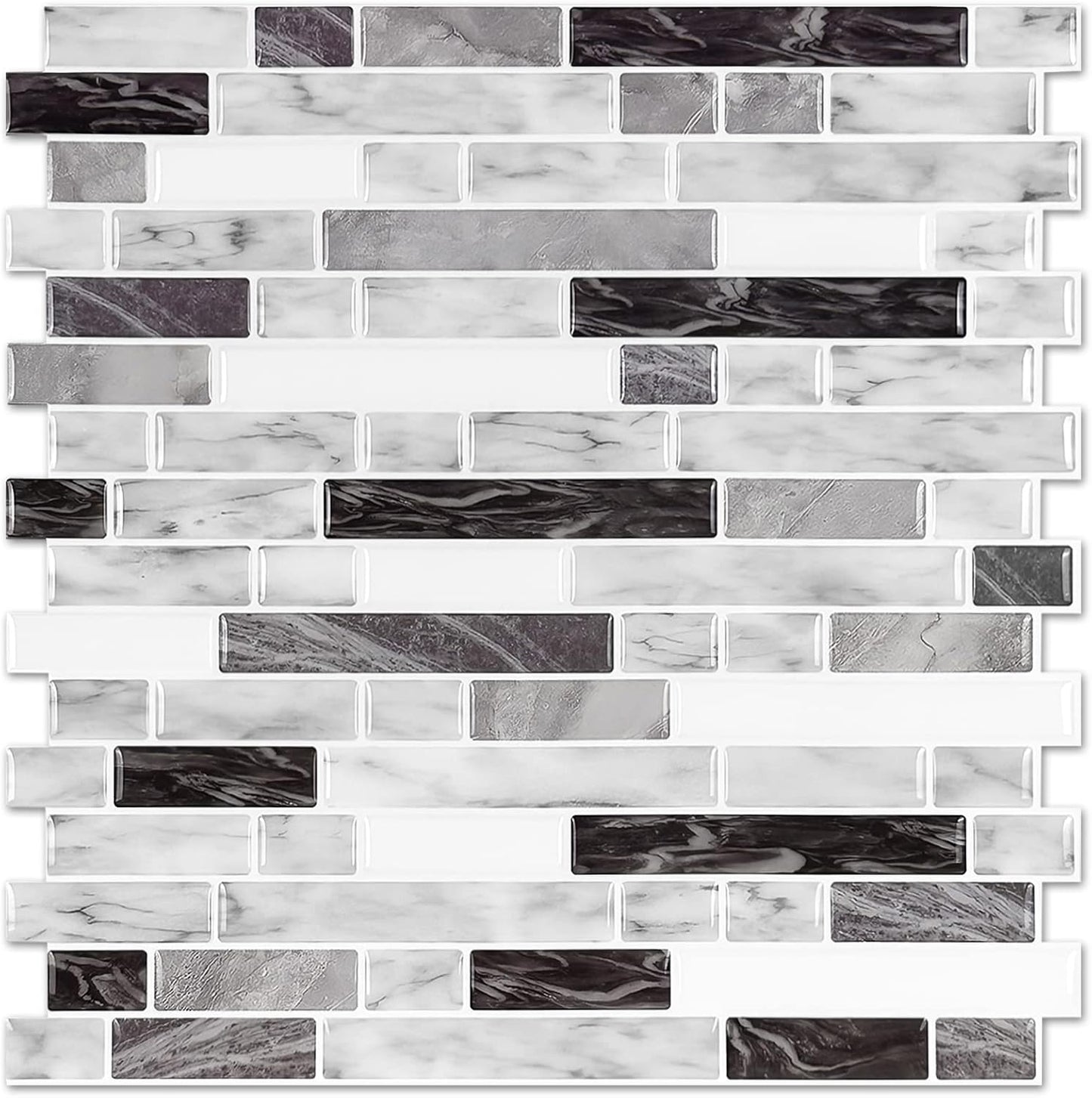 STICKGOO Thicker Design Peel and Stick, Self Adhesive Stick On Tile Backsplash for Kitchen and Bathroom, Beige & White, 12”×12”, 10 Sheets