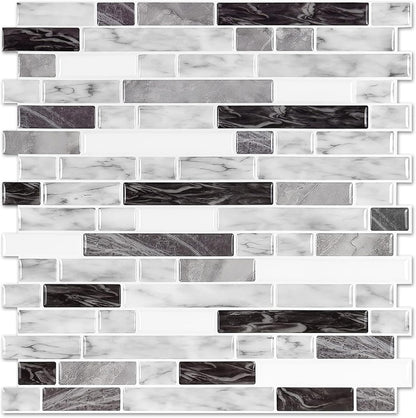 STICKGOO Thicker Design Peel and Stick, Self Adhesive Stick On Tile Backsplash for Kitchen and Bathroom, Beige & White, 12”×12”, 10 Sheets