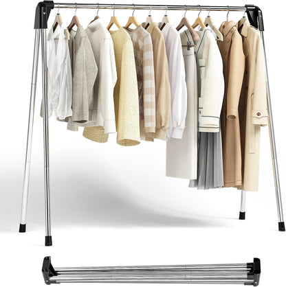 APEXCHASER Clothes Drying Rack Foldable, Stainless Steel Laundry Drying Rack Collapsible, Clothes Hanger for Sweater Baby Clothes Towel for Indoor & Outdoor, Portable Clothes Airer for Travel