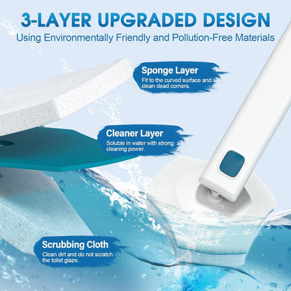Disposable Toilet Brush with 48 PCS Refills, Disposables Toilets Cleaning System with Handle, Storage Caddy and 48Toilet Bowl Refill Heads for Bathroom Cleaning
