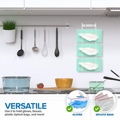 Stock Your Home (White) Metal Single Gloves Dispenser, Tissue Box Shelf, Glove Box Holder Wall Mount, for Kitchen, Cleaning Closet, Lab, Exam, Office