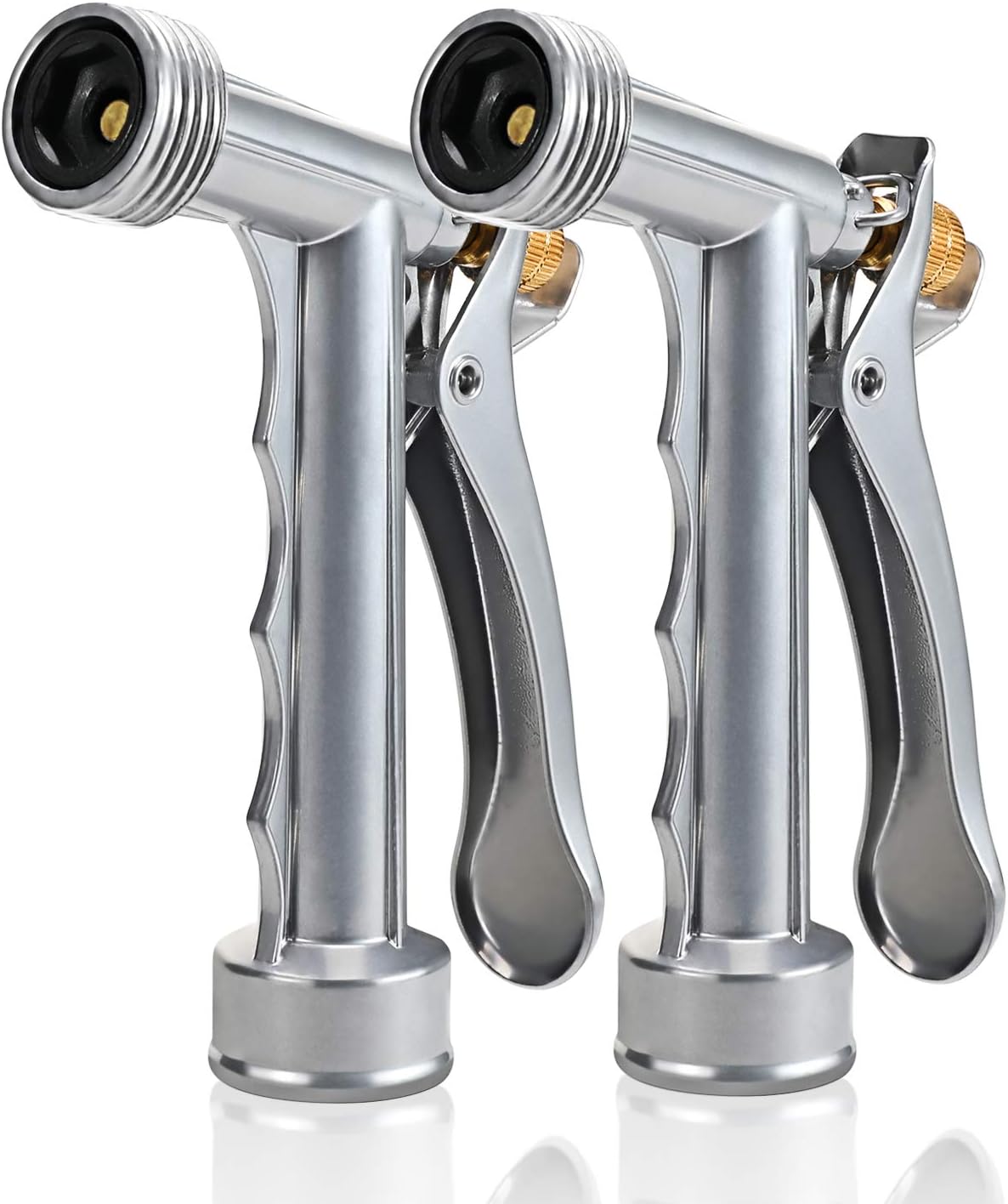 Hose Nozzle 2 Pack, Full Size Pistol Nozzle with Threaded Front, Durable High Pressure Garden Hose Nozzle, Rear Control Sprayer for Watering Plants, Cleaning