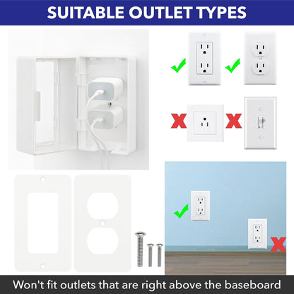 Bates- Baby Safety Outlet Cover Box, Locking Baby Proof Outlet Covers | Locking Plug Covers for Electrical Outlets