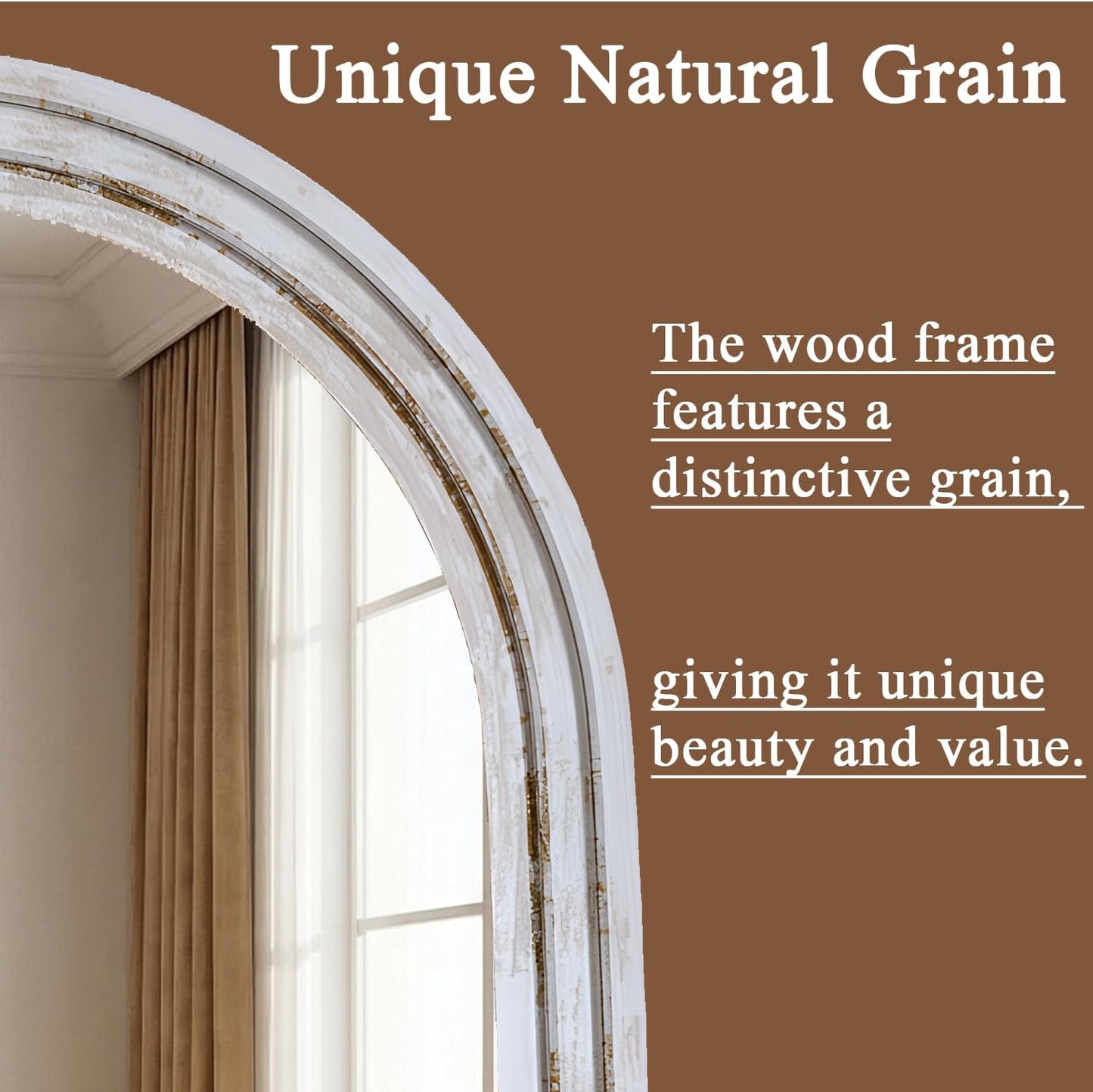 71x32 Inch Arched Full Length Mirror with Solid Wood Frame Wall Mounted Floor Mirror, Vertical Hanging Leaning Standing Mirror for Living Room, Bedroom, Entryway, Brown