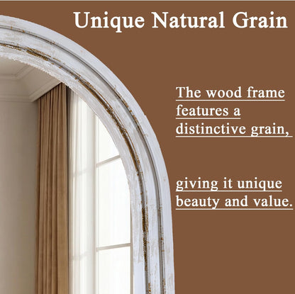 71x32 Inch Arched Full Length Mirror with Solid Wood Frame Wall Mounted Floor Mirror, Vertical Hanging Leaning Standing Mirror for Living Room, Bedroom, Entryway, Brown