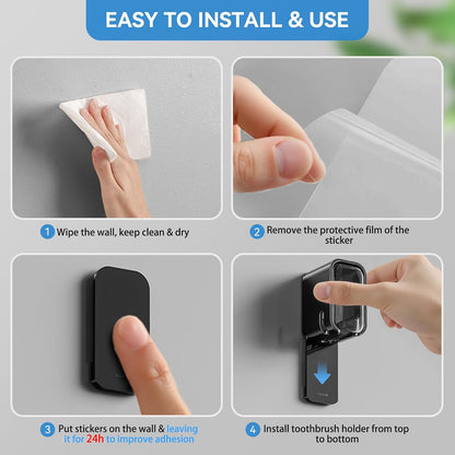 Toothbrush Holders for Bathroom【Innovation Single Slot Design】 2PCS Toothbrush Holder Wall Mounted with Cover for Shower, Single Toothbrush Dispenser Storage Organizer for Family & Travel
