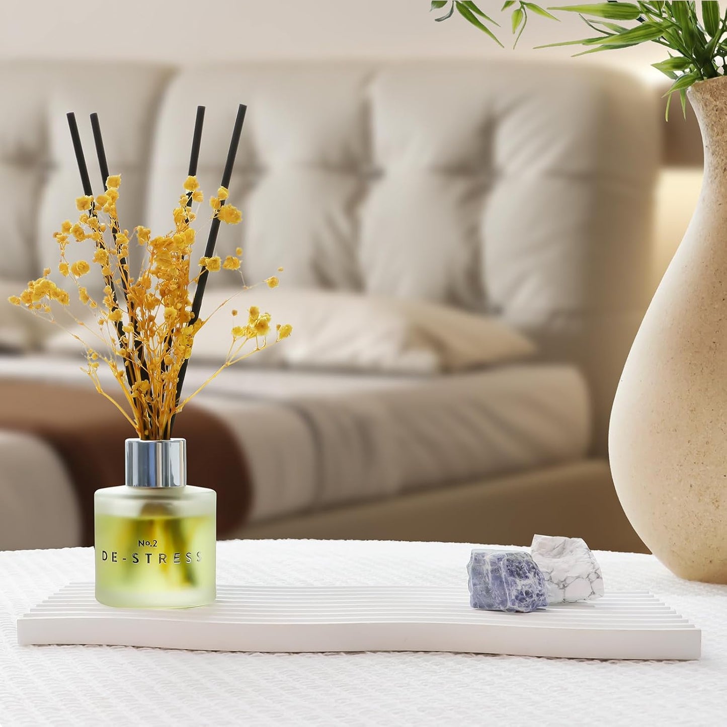 3 Pack Fragrance Reed Diffuser, 50ML Lavender Jasmine Lemongrass Aromatherapy Diffuser Set with 12 Black Fiber Sticks,Air Freshener for Bedroom Bathroom Office, 8.2X 6.6X 2.1 inch